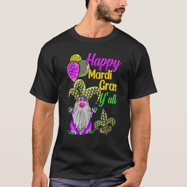 Mardi Gras Gnomes Fleur De Lis Costume Carnaval Pa T Shirt (Framsida)