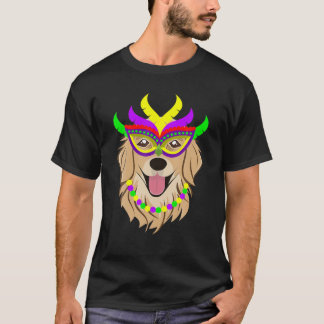 Mardi Gras Golden-Retriever, Hund älskare, Mask Pä T Shirt