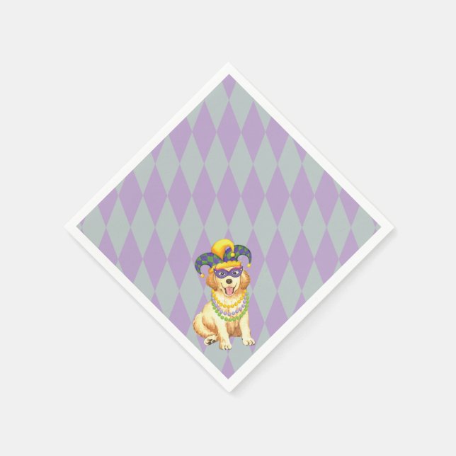 Mardi Gras Golden Retriever Pappersservett (Hörn)