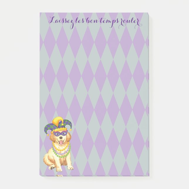 Mardi Gras Golden Retriever Post-it Block (Framsida)