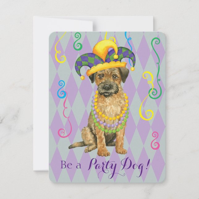 Mardi Gras Gräns Terrier Inbjudningar (Framsida)