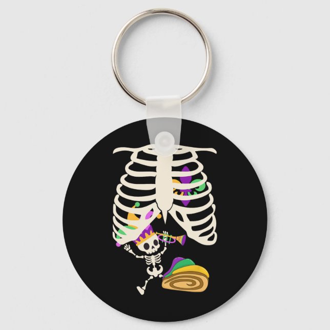 Mardi Gras Gravid Meddelande från Skeleton från Nyckelring (Framsida)