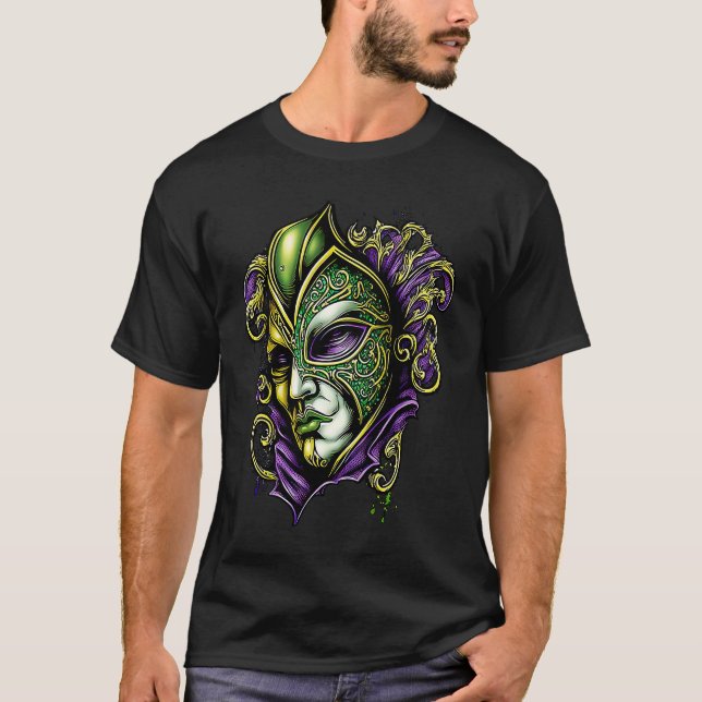 Mardi Gras Green Purple & Gold  4 T Shirt (Framsida)