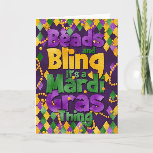 Mardi Gras Greeting Card, det är Mardi Gras Sak Kort (Framsida)