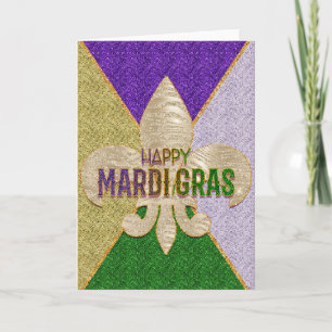 Mardi Gras Greeting Card, Lycklig Mardi Gras Fleur Kort