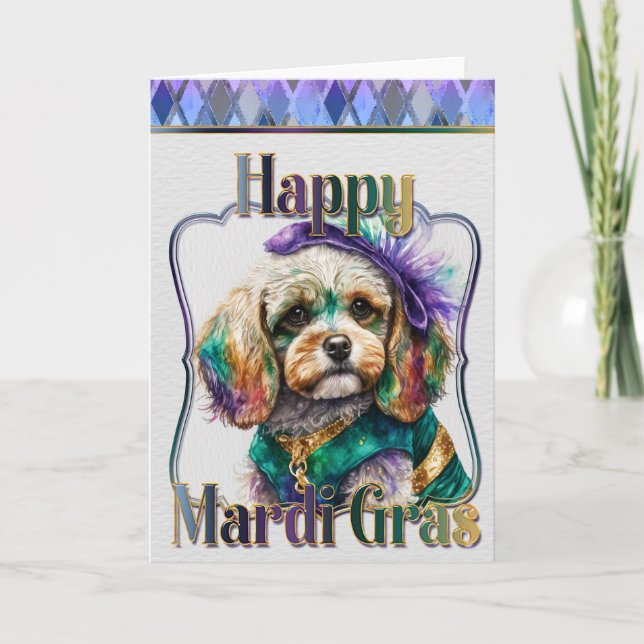 Mardi Gras Greeting Card Mardi Gras Cocker Spain Kort (Framsida)