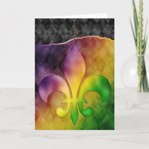 Mardi Gras Greeting Card, Mardi Gras Fleur de Lis Kort