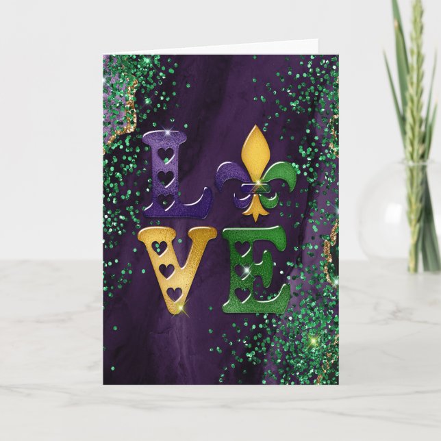 Mardi Gras Greeting Card, Mardi Gras Kärlek Kort (Framsida)