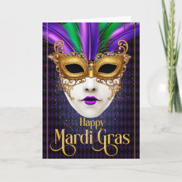 Mardi Gras Greeting Card, Mardi Gras Mask Card Kort