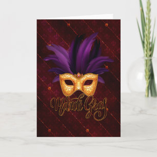 Mardi Gras Greeting Card, Mardi Gras Mask Kort