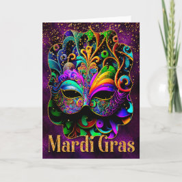 Mardi Gras Greeting Card, Mardi Gras Mask Kort