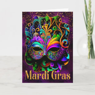 Mardi Gras Greeting Card, Mardi Gras Mask Kort