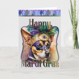 Mardi Gras Greeting Card, Mardi Gras Terrier Kort