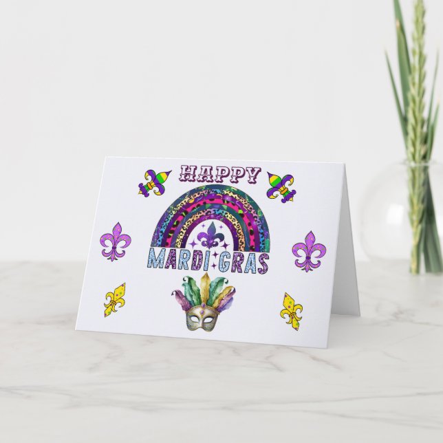 Mardi Gras Greeting Card Tack Kort (Framsida)