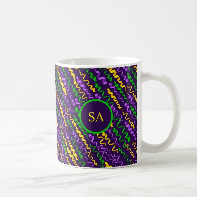 Mardi Gras Grönt Golden Lila Rosett band Kaffemugg (Höger)