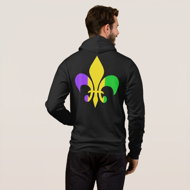 Mardi Gras Grönt Gult Lila Fleur-de-Lis T Shirt (Hel baksida)