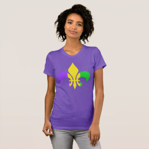 Mardi Gras Grönt Gult Lila Fleur-de-Lis T Shirt