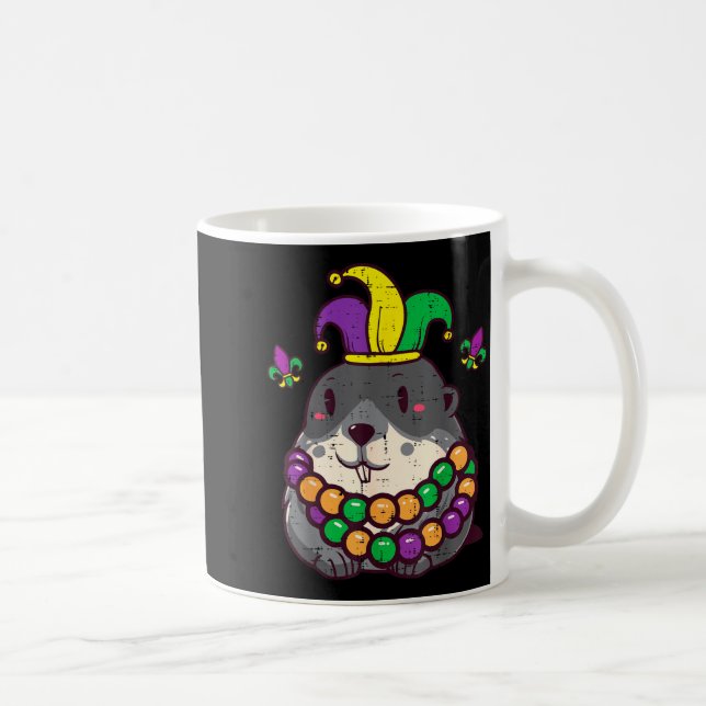 Mardi Gras Groundhog Fat Tuesday Woodchuck Men Wom Kaffemugg (Höger)