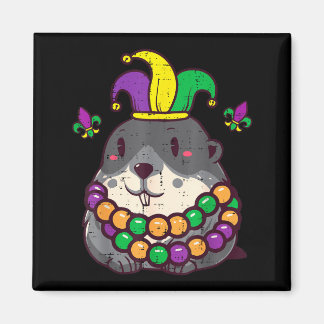 Mardi Gras Groundhog Fat Tuesday Woodchuck Men Wom Magnet