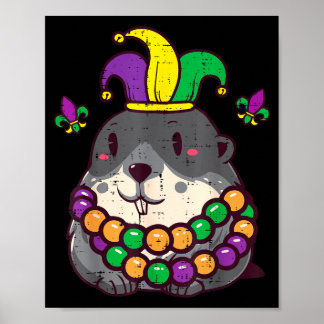 Mardi Gras Groundhog Fat Tuesday Woodchuck Men Wom Poster