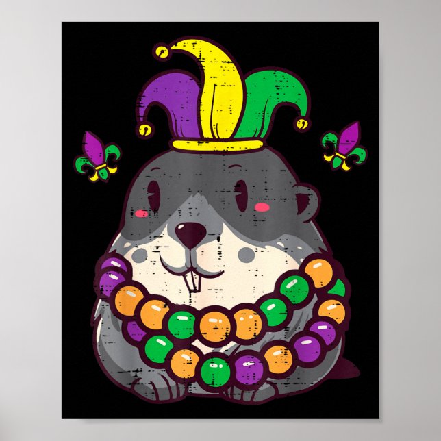 Mardi Gras Groundhog Fat Tuesday Woodchuck Men Wom Poster (Framsidan)