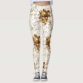 Mardi Gras Guld-mask och konfetti Leggings