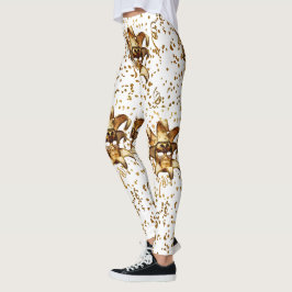 Mardi Gras Guld-mask och konfetti Leggings