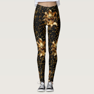 Mardi Gras Guld-mask och konfetti Leggings