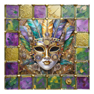 Mardi Gras Guld och keramisk färgad luddermask Fototryck