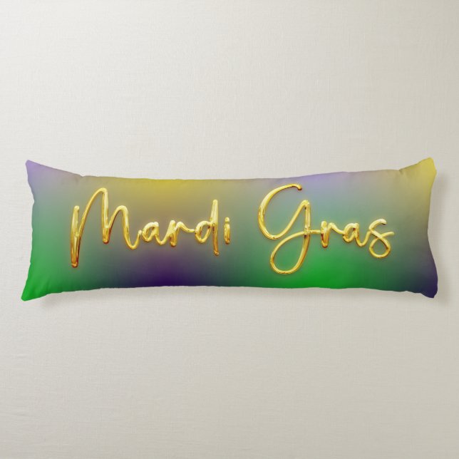Mardi Gras Gult, Lila, Grönt Kroppskudde (Framsidan)