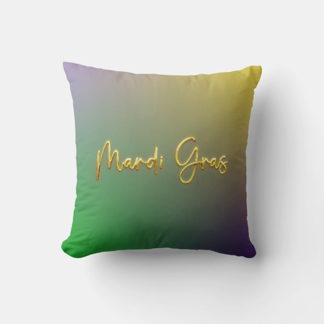 Mardi Gras Gult, Lila, Grönt Kudde (Framsida)