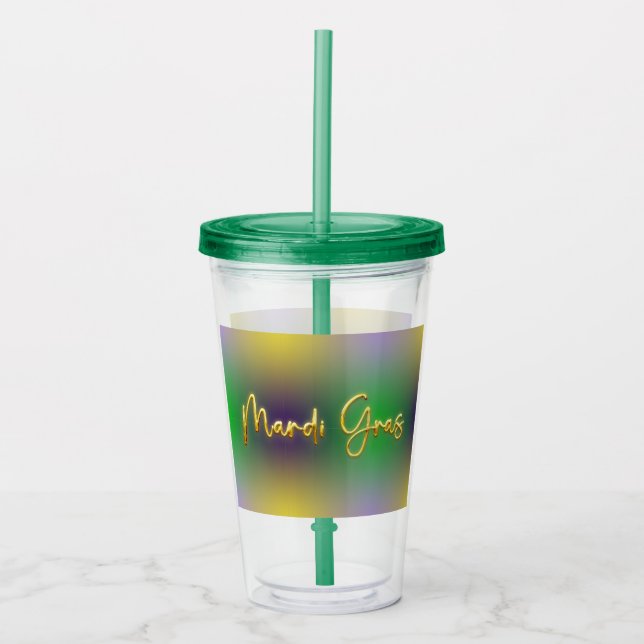 Mardi Gras Gult, Lila, Grönt Take Away Mugg (Framsida)
