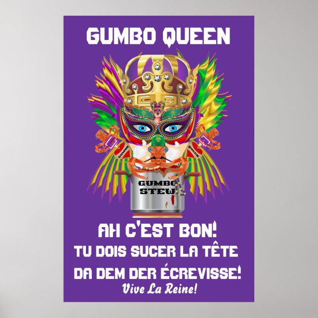 Mardi Gras Gumbo Queen 40x60-tums vytips, tack Poster (Framsidan)