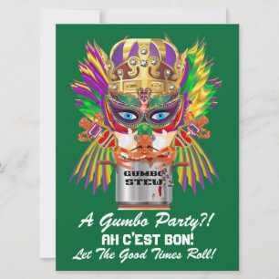 Mardi Gras Gumbo Queen View Hints Inbjudningar