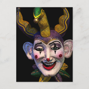 Mardi Gras gyckelmakare Vykort