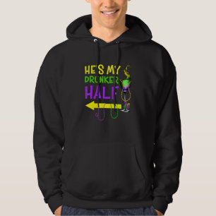 Mardi Gras Han är min berusade hälften Matchande p Hoodie