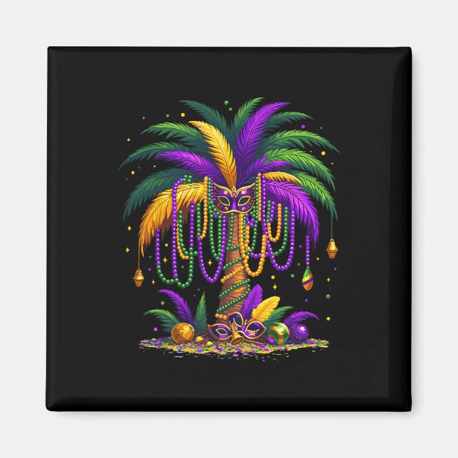 Mardi Gras Handflatan Träd Hawaiian Tropical Party Magnet (Framsidan)