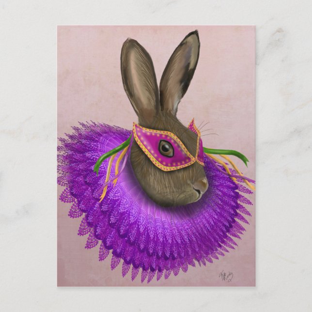 Mardi Gras Hare 4 Vykort (Framsida)