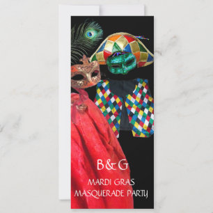 MARDI GRAS HARLEKIN KOSTYM MASKERADE FEST INBJUDNINGAR