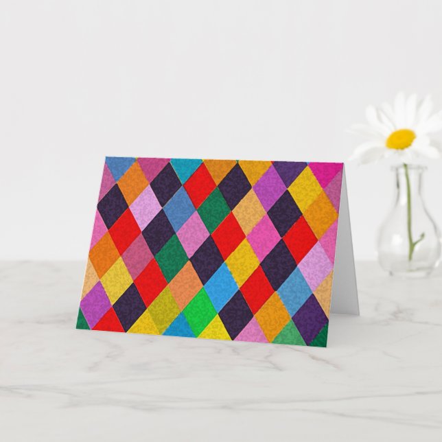 MARDI GRAS HARLEKIN MÖNSTER Färgglada Rhomber  Kor Kort (Liten växt)
