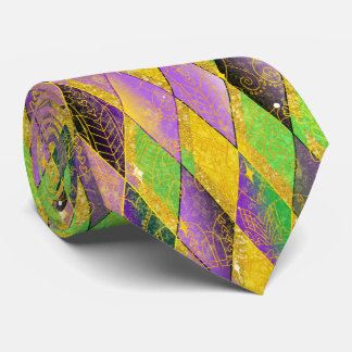 Mardi Gras Harlequin Diamant Lila Grön Guld Slips