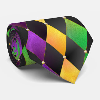 Mardi Gras Harlequin Diamant Lila Grön Guld Slips