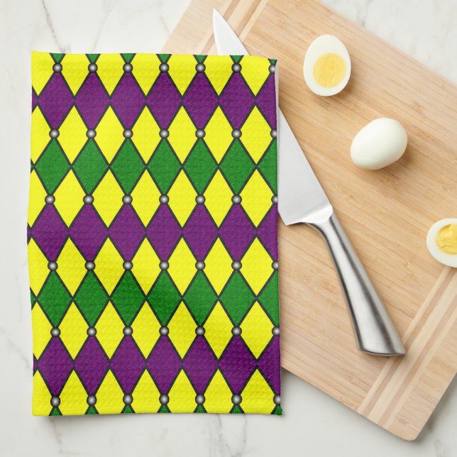 Mardi Gras Harlequin Diamantmönster Kökshandduk (Vikt i Fjärdedel)