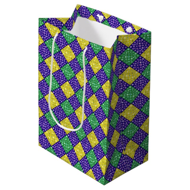 Mardi Gras Harlequin Diamond Carnival Mönster (Framsidan Vinklad)