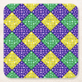 Mardi Gras Harlequin Diamond Carnival Mönster Underlägg Papper Kvadrat