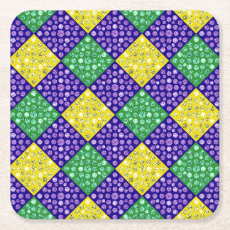 Mardi Gras Harlequin Diamond Carnival Mönster Underlägg Papper Kvadrat