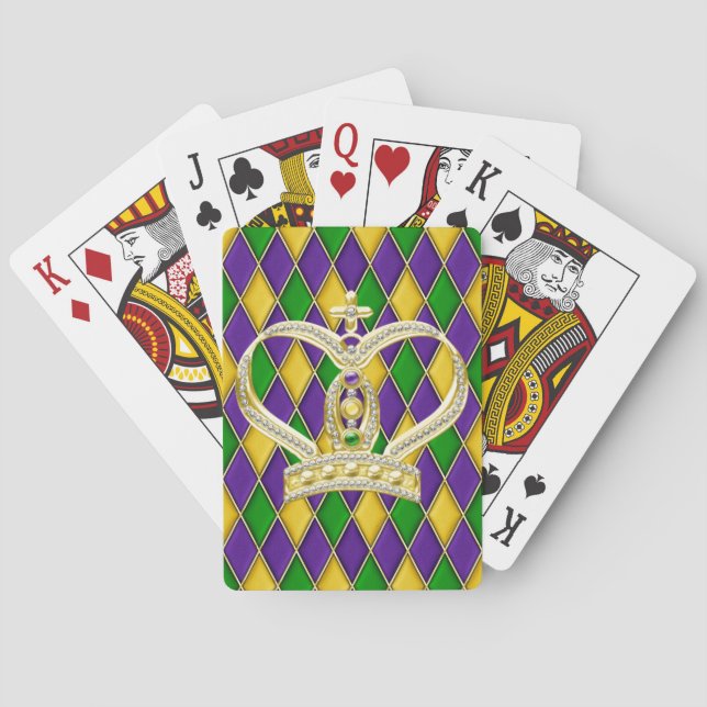 Mardi Gras Harlequin Diamond Krona Spel Kort (Baksidan)