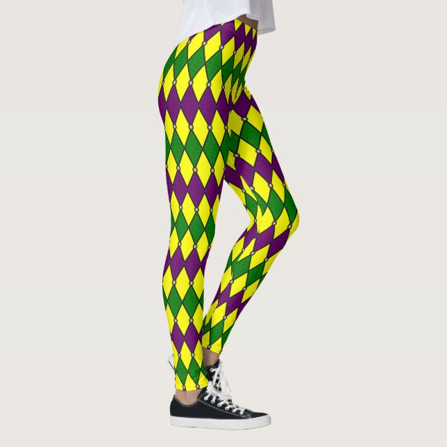 Mardi Gras Harlequin Diamond Mönster Leggings (Höger)