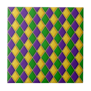 Mardi Gras Harlequin Diamond Mönster Tiles Kakelplatta
