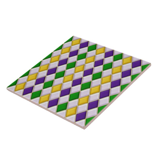 Mardi Gras Harlequin Diamond Mönster Tiles Kakelplatta (Sidan)